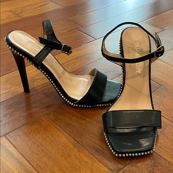 Olivia Miller Black Heels with Diamond Accents - Picture 1 of 4